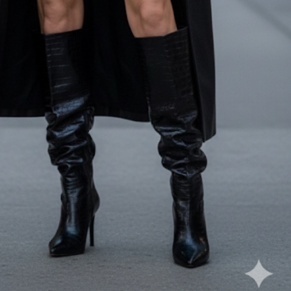 Mata Croco embossed heeled fashion boots -New